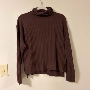 Madewell Brown Chocolate Raisin Relaxed Long Sleeve Turtleneck Tee Top